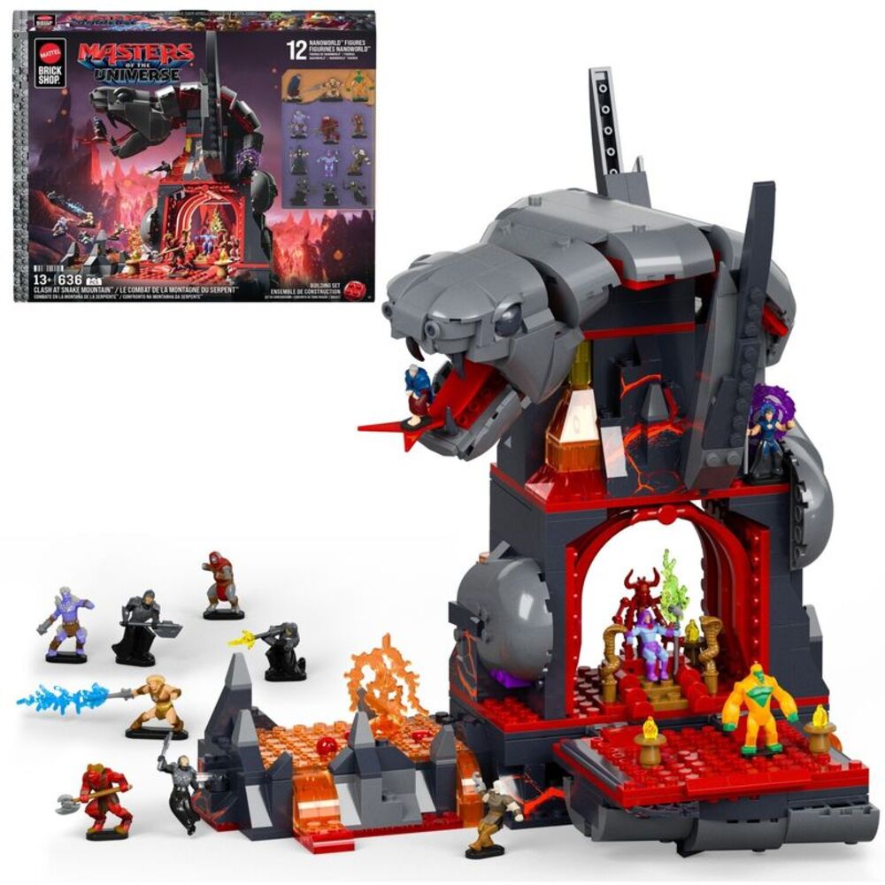 Mattel Brick Shop Masters of the Universe Clash at Snake Mountain Building Set,